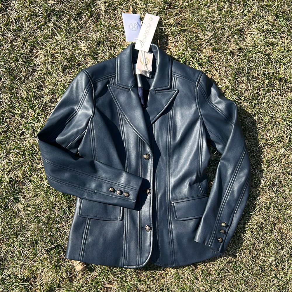 Etcetera Women's Navy Faux Leather Jacket Alison